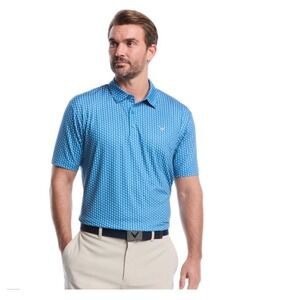 Callaway Opti-Dri Blue Geometric Striped Performance‎ Golf Polo - Size XXL